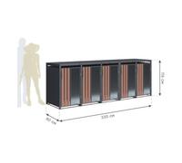 50NRTH GmbH Westmann Mülltonnenbox Status 5 5 x 240L Anthracite aspect bois 80 × 330 × 116 cm Quantité:1