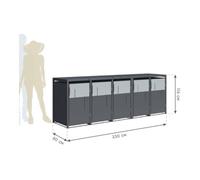 50NRTH GmbH Westmann Mülltonnenbox Tonus 5 5 x 240 L Anthracite 80 × 330 × 116 cm Quantité:1