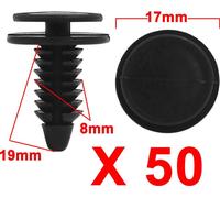 50Pc 8mm Dia Trou Rivet Plastique Attache Clip Noir Aile pour Auto
