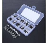 50pcs 10 Value Voltage Regulator Transistor Assortment Kit with 10 Grids Transparent Box