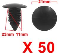 50pcs 11mm Trou 21mm Tête garniture plastique Voiture Agrafe retenue panneau porte noir Rivet