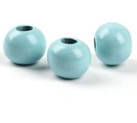 50pcs 20mm Colorful Large Wooden Beads Round Natural Multicolored Beads For Jewellery Diy Bracelet Necklace Craft Decoration (Light Blue)