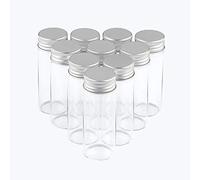 50pcs 40ml Bouteille en Verre Transparent et Bouchon en Aluminium argenté,Le Couvercle en Aluminium spiralé est Plus Unique et Offre de Meilleures Performances d'étanchéité. (50, 40ml)