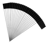 50pcs 5,1x7,6cm Drapeaux de Marquage avec Poteau en Acier Vinyle Drapeau de Marquage Pelouse pour Publics Souterrains Industriels Les Égouts l'Aménagement Paysager l'Arpentage (Noir)
