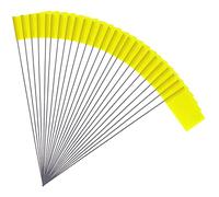 50pcs 5,1x7,6cm Drapeaux de Marquage avec Poteau en Acier Vinyle Drapeau de Marquage Pelouse pour Publics Souterrains Industriels les Égouts l'Aménagement Paysager l'Arpentage (Jaune)