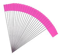 50pcs 5,1x7,6cm Drapeaux de Marquage avec Poteau en Acier Vinyle Drapeau de Marquage Pelouse pour Publics Souterrains Industriels les Égouts l'Aménagement Paysager l'Arpentage (Rose)