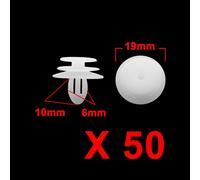 50pcs 6mm Trou Rivets plastique auto aile porte Bouclier Habillage agrafes retenue