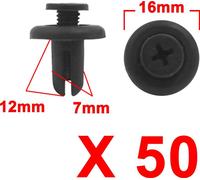 50pcs 7mm Trou rivet plastique noir Pousser dans Panneau garnissage porte intérieur Auto Agrafe