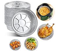 50PCS 8 Inch Aluminum Foil Plates Round Tin Foil Pie Pans for Air Fryers Baking Cooking Storage Roasting Maiju