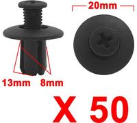 50pcs 8mm noir Rivets plastique trou aile fixation Clips pour pousser axe Auto Voiture