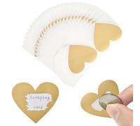 50pcs Autocollants à Gratter Coeur Étiquettes Scratch Stickers Grattage Adhésifs pour DIY Carte Postale Surprise Lettre Secret Message Livre D'Invité