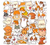 50pcs Autocollants Chien Mignons, Autocollant Chiot Kawaii Autocollants Imperméables Chiens Animaux Dessin Animé Vinyle Dogs Stickers pour Bagages Vélo Enfants Adolescents Adultes Décoration
