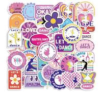 50pcs Autocollants de Danse Créatifs, Autocollants de Dessin Mignons Stickers Filles Colorés Stickers Danse Scrapbooking Cadeaux d'Anniversaire Fête Parfaits pour Ordinateur Portable (Style 3)