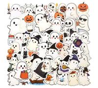 50pcs Autocollants d'Halloween, Adorables Autocollants en Vinyle Imperméables pour Enfants à Utiliser sur des Enveloppes des Journaux et Albums (Thème Fantôme)