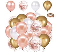 50pcs Ballon Rose Gold, Ballon Dorés Anniversaire, Rose Ballons et Ballons confettis, 12 Ballons en Latex pailleté Pouces, Pour la Remise des Decoration Anniversaire,Decoration Mariage,Baby Shower