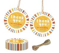 50pcs Boho Sun Merci Tags avec chaîne Premier voyage autour de l'anniversaire Décorations rondes Cadeau à thème pour un garçon heureux 1er baby shower décors Fournitures de fête
