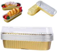 50pcs Boîte en Aluminium Jetable en Aluminium avec Couvercle, Boîtes De Cuisson en Aluminium Rectangulaires De 200 ML Mini Moules à Pain pour La Cuisson, La Cuisson, La, 10pcs, with Cover