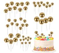 50PCS Boules de Decoration Gateau Anniversaire Or, Deco Gateau Anniversaire Mini Ballon Mousse pour décoration de Mariages, Birthday, Fêtes de Graduation