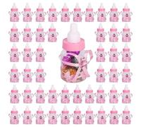 50pcs Bouteille de Bonbons, Bonbons Bouteilles Cadeau, Mini Petite Biberon et Etiquettes Oursons,Bouteille Bonbonnière Bonbons Baptême Bébé Feeder Bonbon Boîte Forme de Biberon pour Baby Shower