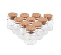 50pcs Bouteille En Verre Transparent Avec Bouchon En liège, Mini Bocaux en Verre Capacité 20ml, Diamètre Extérieur 37 mm (50, 20ml)