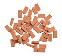 50pcs Briques Réduites Argile pour Maquette Train Échelle HO N pour accessoire Paysager Bâtiment Maison 16mm(Red Bricks)