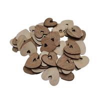 50pcs Brown Double Love Wooden Hearts Cutouts With Heart Hole DIY Crafts Scrapbooking Wedding Decorations Pour L'artisanat Et La Signalisation(Style 2)
