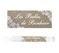 50Pcs Bulles Stickers Mariage Romantique Etiquette Adhésive Imperméable Autocollant Bouteille Bulle Savon Flacon Décoration Bulles Bonheur Fête Anniversaire Fiançailles Baptême Communion Couleur Jute