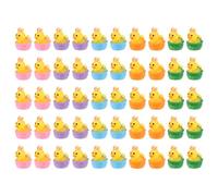 50pcs Canards de Pâques en Résine, Oreilles de Lapin de Pâques Paniers de Canards Cadeaux de Fête de Pâques Mini Canards en Résine Animaux Miniatures en Résine Petits Canards en Résine