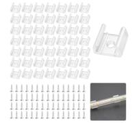 50Pcs Clips Fixation Bande LED Néon Pour Ruban LED Néon Bande 12mm à 14mm | Supports Montage Translucide Blanc Avec Vis Accessoires Installation Silicone LED Lumineuse Mur Plafond Sol Maison Bureau