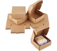 50pcs Coffrets Cadeaux Kraft Petites Boîtes Carrées Boîte En Carton Assemblage Facile Pour Bricolage Mariage, Fête, Cadeaux De Festival, 8.5x8.5x3.5cm