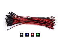 50pcs diodes LED diffuses pré-câblées DC 9-12V 3 5 10mm eau claire (blanc-3mm)