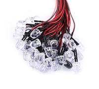 50pcs diodes LED diffuses pré-câblées DC 9-12V 3 5 10mm Eau Claire (Bleu-3mm)