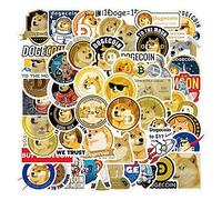 50pcs Dogecoin Sticker Cool Stickers Vinyle Stickers Imperméables À L'étanche Dogne Drôle Doge Autocollant pour Les Fans De Cryptocurrence, Autocollant De Monnaie Doge Blockchain pour Planche À