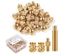 50pcs Écrous Laiton pour Impression 3D, M5x5,8x7,1 mm Inserts Filetés Pointe d'Insertion Thermofixée pour M5 et 1 Adaptateur de Soudage Chaleur Compatible avec les Fers Weller SP40NUS et T18
