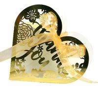 50pcs en forme de cœur boîtes de bonbons de mariage, de luxe Lase Cut Parti faveur ruban de mariage boîtes de bonbons boîte cadeau décorations de table
