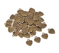 50pcs étiquettes de vêtement en forme de coeur en métal à la main pour les vêtements fabriqués avec une lettre d'amour étiquette imprimée étiquette artisanat à coudre bricolage, Bronze