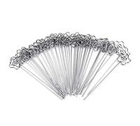50pcs Fils métalliques Carte photo Picture Mémo Papier Remarque Afficher les porte-clips Silver Flower Note Forme 12 cm x 2,4 cm pour l'école de bureau à domicile décoration faite (Fleurs)