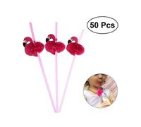 50pcs Flamingo Paper Straws Disposable Drinking Suckers Tubularis for Bar Club Diy Drink (rose Red)