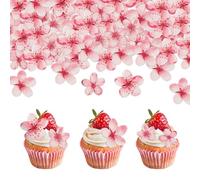 50Pcs Fleur Comestible pour Gateau,Décorations Comestibles en Fleurs,Décorations de Gâteaux aux Fleurs de Cerisier Toppers Cupcake pour Mariage Anniversaire Fête Printemps