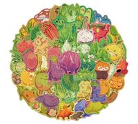 50pcs Fruit Vegetable Animal Sticker Aesthetic Water Résistant À La Bouteille D'eau Album Ordinateur Portable Journal Skateboard Notebook Décoration
