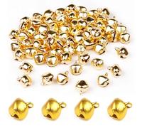 50pcs Grelot,Clochette Grelot,Grelots Clochettes,Cloches de Noël Grelots Clochettes Grelots en Métal,Mini Petite Clochette,pour La Décoration Noël Maison Fête Bricolage,12mm(Doré)