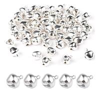 50pcs Grelot,Clochette Grelot,Grelots Clochettes,Cloches de Noël Grelots Clochettes Grelots en Métal,Mini Petite Clochette,pour La Décoration Noël Maison Fête Bricolage,12mm(Argent)