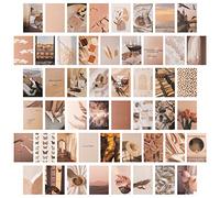 50PCS Image Esthétique Beige pour Collage Mural, Kit d'Impression de Collage Crème, Impression d'Art Mural de Couleur Chaude pour Filles, Affichage de Photo de Dortoir, Affiche VSCO pour Chambre