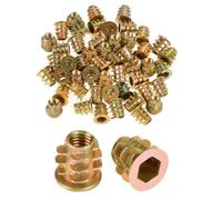 50Pcs Inserts Filetés, M5×10mm Écrous à Insert Fileté Inserts en Bois Filetés Connecteur de Fixation de Boulon Entraînement à Douille Hexagonale pour Écrou à Vis de Meubles en Bois