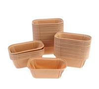 50Pcs Jetable Rectangulaire Antiadhésif Papier Kraft Mini Moules À Gâteau Pour Gâteaux Pain Sandwich Hamburger Tenant Boîte Partie, Micro-ondes Four Congélateur Sûr