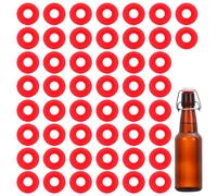 50pcs Joints Grolsch En Silicone Rouge, Joint De Bouteille De Bière Pivotantes Chapeau De Swing En Forme De Lave-Glace Joints En Caoutchouc Pour Le Haut De Gamme Pour La Maison Brasse