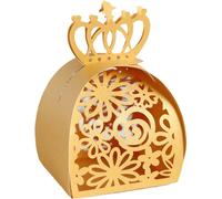 50pcs Laser Cut Crown Motif Boîtes Favor Hollow Out Candy Choclate Boîte Cadeau Pour Mariage Anniversaire Fête