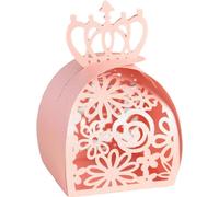 50pcs Laser Cut Crown Motif Boîtes Favor Hollow Out Candy Choclate Boîte Cadeau Pour Mariage Anniversaire Fête