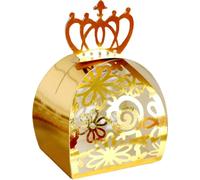 50pcs Laser Cut Crown Motif Boîtes Favor Hollow Out Candy Choclate Boîte Cadeau Pour Mariage Anniversaire Fête