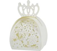 50PCS Laser Cut Motif Fleurs Avec Couronne Sur Le Dessus Petites Boîtes De Faveur Pour L'anniversaire Mariage Mariée Douche Party